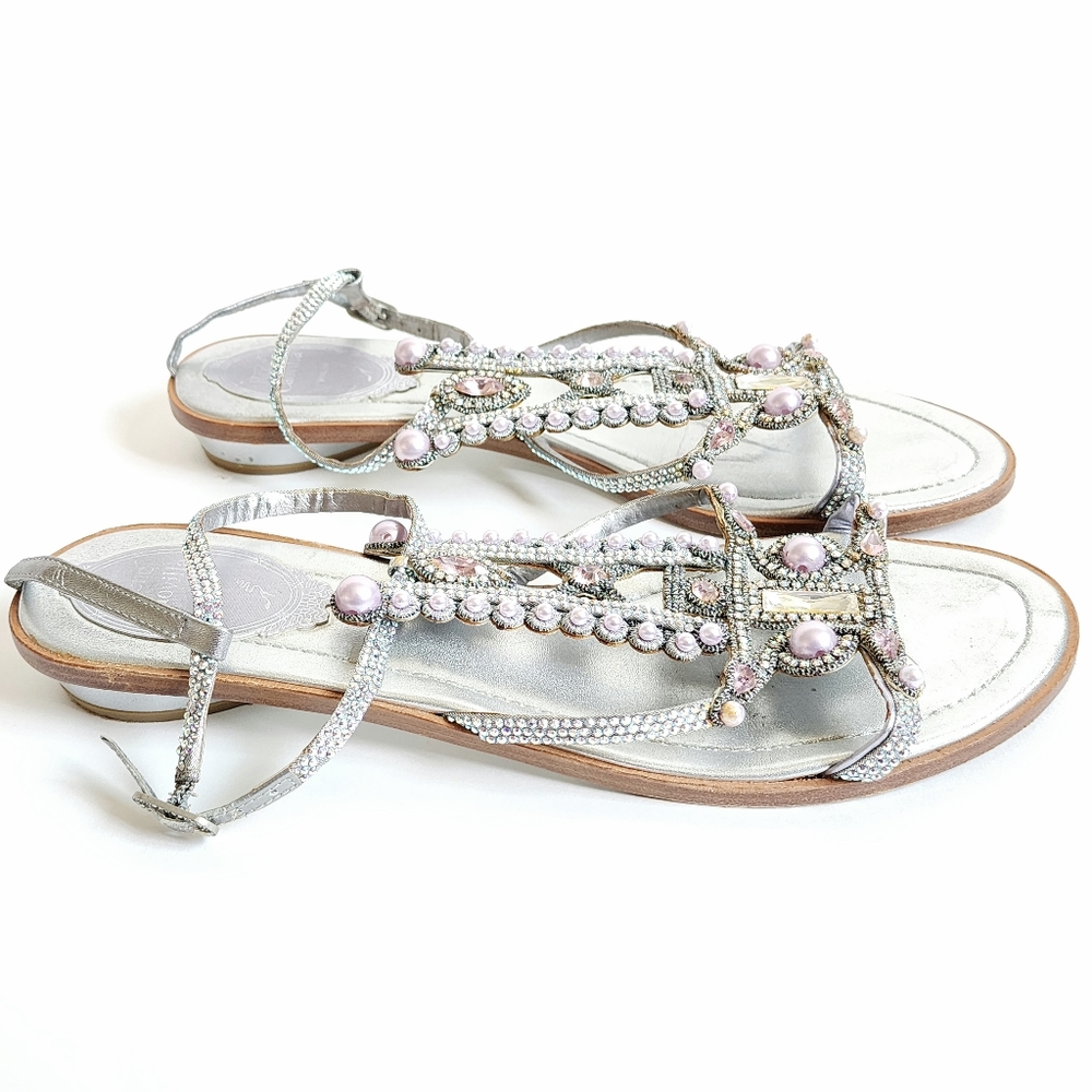 Rene Caovilla Lavender Bejewelled Sandals. - Picture 6 of 10